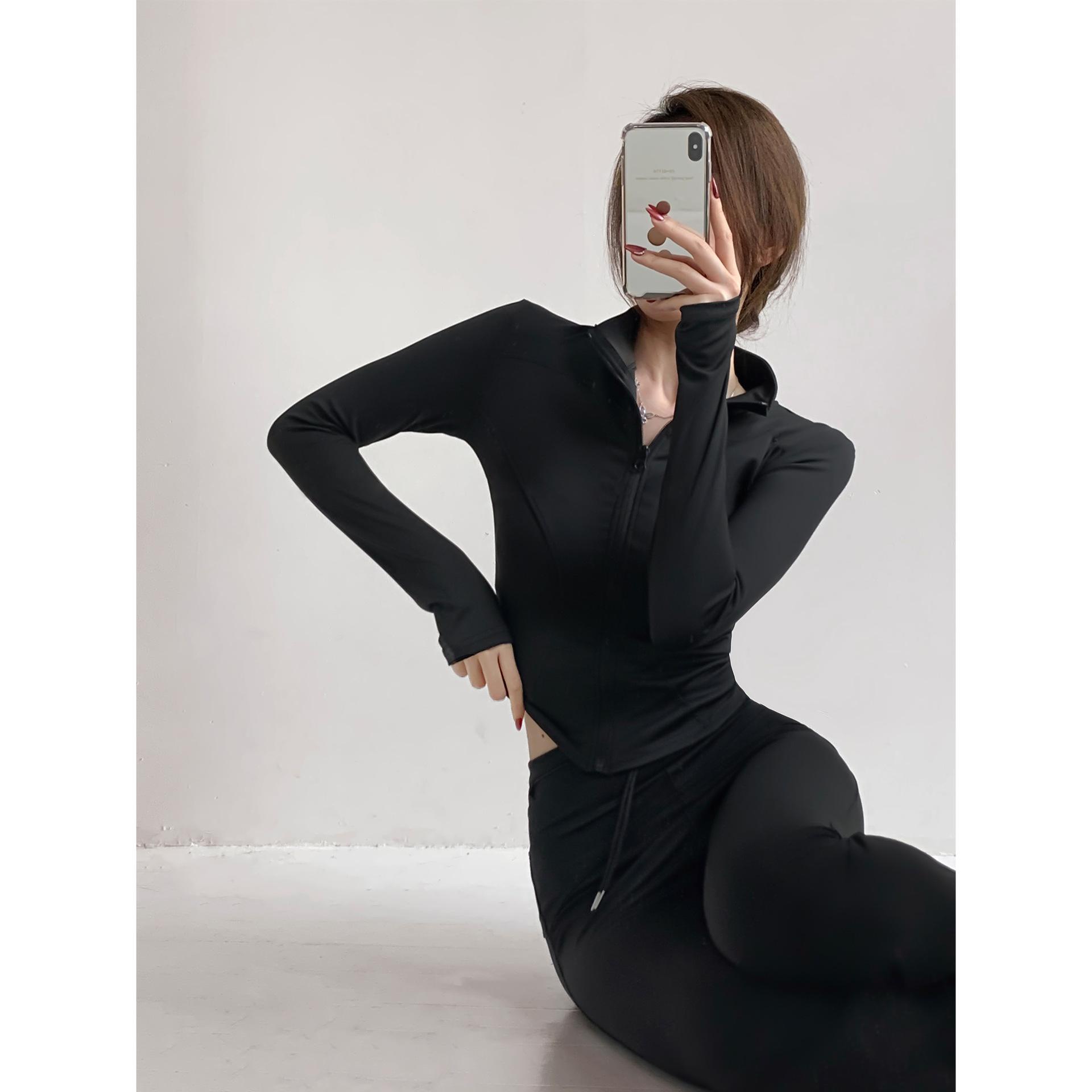 Sunscreen clothes, new jackets, quick-drying fitness clothes, yoga clothes, women s sports running, long-sleeved Pilates training tops S