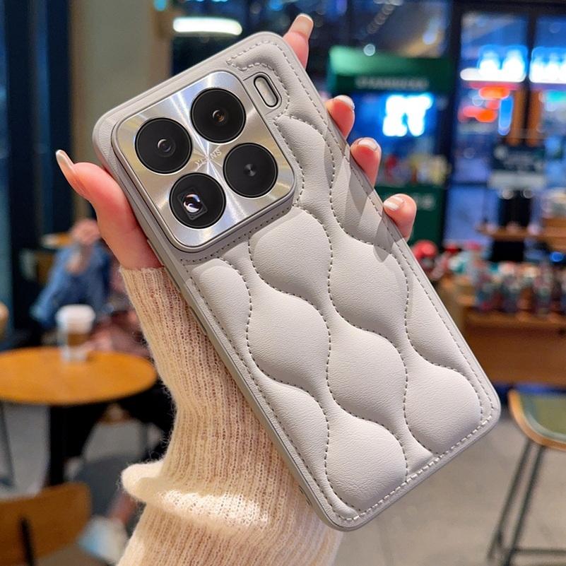 Small Fragrance Leather Grain Lens Full coverage Protection Case For Xiaomi 15 Pro Mi15 Xiaomi 14 Pro Hard Protect Cover xiaomi 15