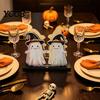 Creative Wood Napkin Organizer Halloween Wooden Holder, Cute Pastel Pumpkin Ghost Black Cat Tabletop Tissue Dispenser, Waterproof Festive Home Accents