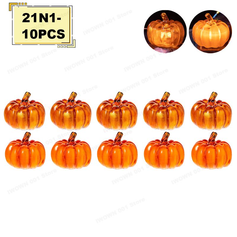 1/2/6/10PCS LED Glowing Pumpkin Halloween Decorations Lantern Costume Props Desktop Ornament for Party Home