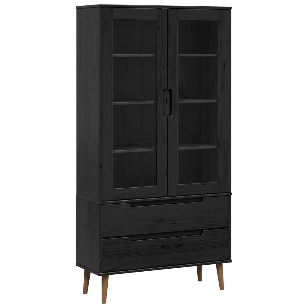 Black Glass Display Cabinet 90 x 35 x 175 cm