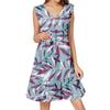 Womens Summer Dress Sleeveless V Neck Printing Short Dresses Fashion Casual Flowy Boho Ruffle A Line Swing Sundress