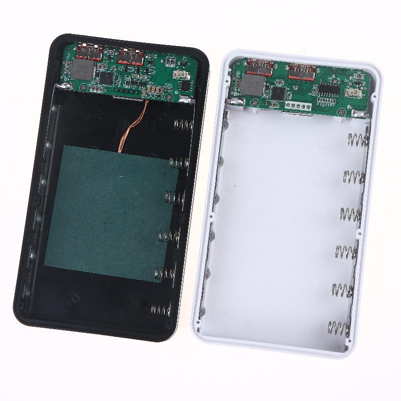 1Pcs Dual Usb Type C Charge Shell 6*18650 Power Bank Battery Box Holder With Camping Lights For Phone 18650 Battery Cases