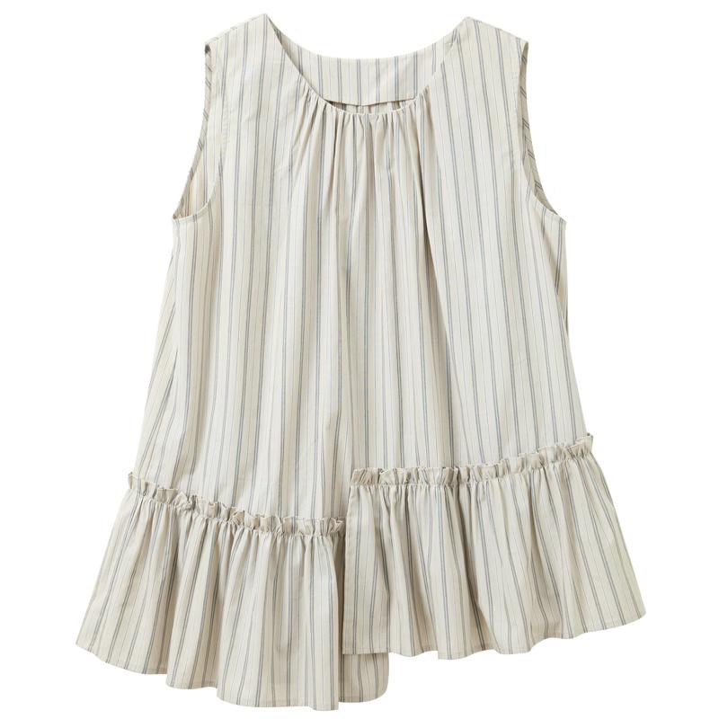Sancai Women s 100% Cotton Striped Sleeveless Top S