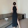 Guofeng New Chinese Improved Cheongsam Dress Dress Black Slim-fit Hips Sexy Split Shoulder Neck Dress Summer