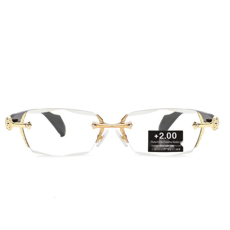 Unisex Rimless Anti-Blue Light Photochromic Glasses for Reading & Myopia