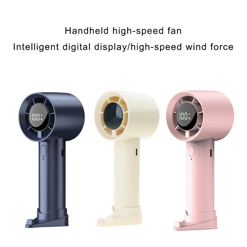 USB Rechargeable Handheld Fan Electric Adjustable Speed Fan 1200mAh Battery Cooling Device with LED Digital Display