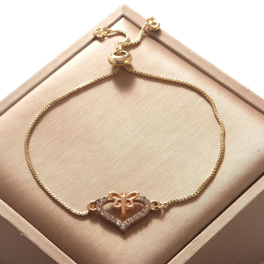 European Heart & Butterfly Adjustable Bracelet - Women’s Fashion Jewelry