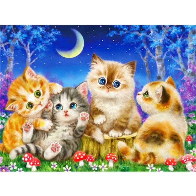 DIY 5D Diamond Painting Autumn Scenery Full Round Square Drill Resin Animal Diamont Embroidery Cat Cross Stitch Home Decor Gift