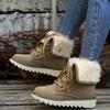 Large Size Mid-calf Snow Boots Women 2025 Fall and Winter Padded Thickened Warm Lace-up Cotton Boots