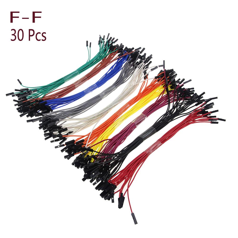 30pcs DIY Electronic Kit Breadboard Dupont Cable 20cm 2.54mm Line Male To  Female Dupont Jumper Wire Cable 1P Connector