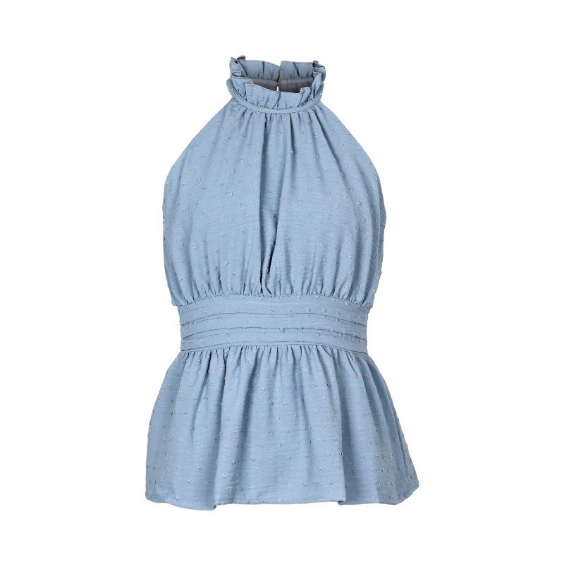 Sommer kvinners topper ermeløs mote solid farge slanke hengende hals topper