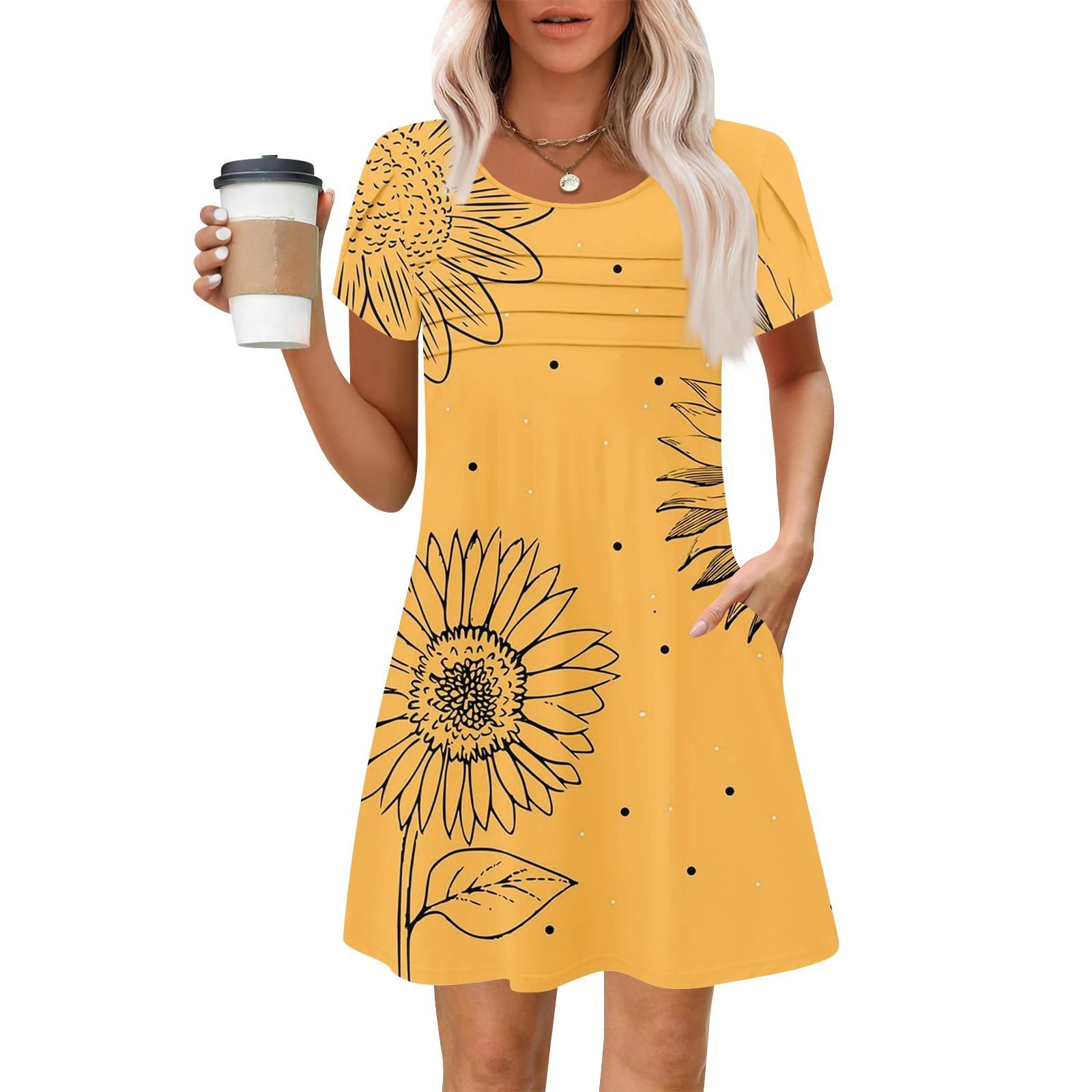 

Женские летние повседневные лепестковые узкие полосатые плиссированные однотонные платья L жёлтый