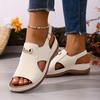 Summer New Large-size Women's Sandals, Elastic Strap Wedge-toe Slip-on Fashionable Sandals for Women, Summer Beach Sandals