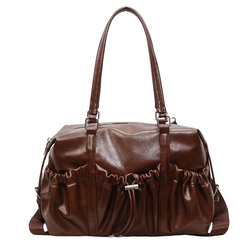 Retro Bag Large Capacity Women's Handbag 2025 New Simple Pleated Tote Bag Foreign Style Shoulder Armpit Bag