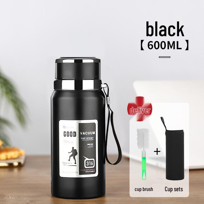 316 Stainless Steel Insulated Water Cup with Tea Infuser - 1000ml/1500ml, Large Capacity for Car, Students, and Outdoor Use