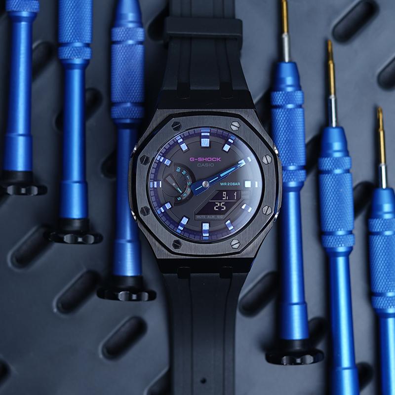 CASIO Men Liquid Crystal/Analog Dual Display Series Black Watch GA-2100VB-1APR