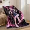 A Girl Passionately Playing Bass On Stage Under Pink Spotlight Effects. for All Seasons Blanket Lunch Break Throw Gift