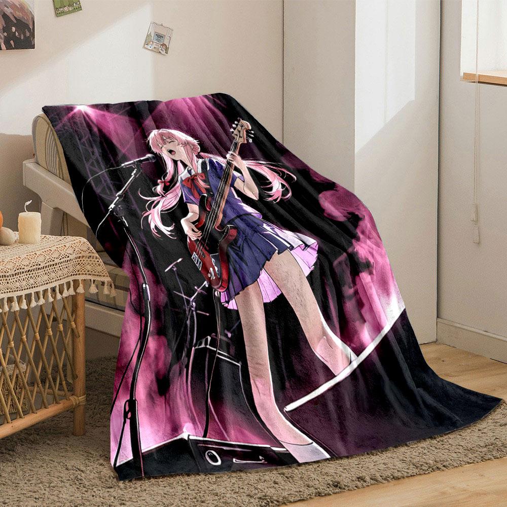 A Girl Passionately Playing Bass On Stage Under Pink Spotlight Effects. for All Seasons Blanket Lunch Break Throw Gift