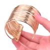 Women Multilayer Metal Wires Strings Open Bangle Wide Cuff Bracelet Jewelry