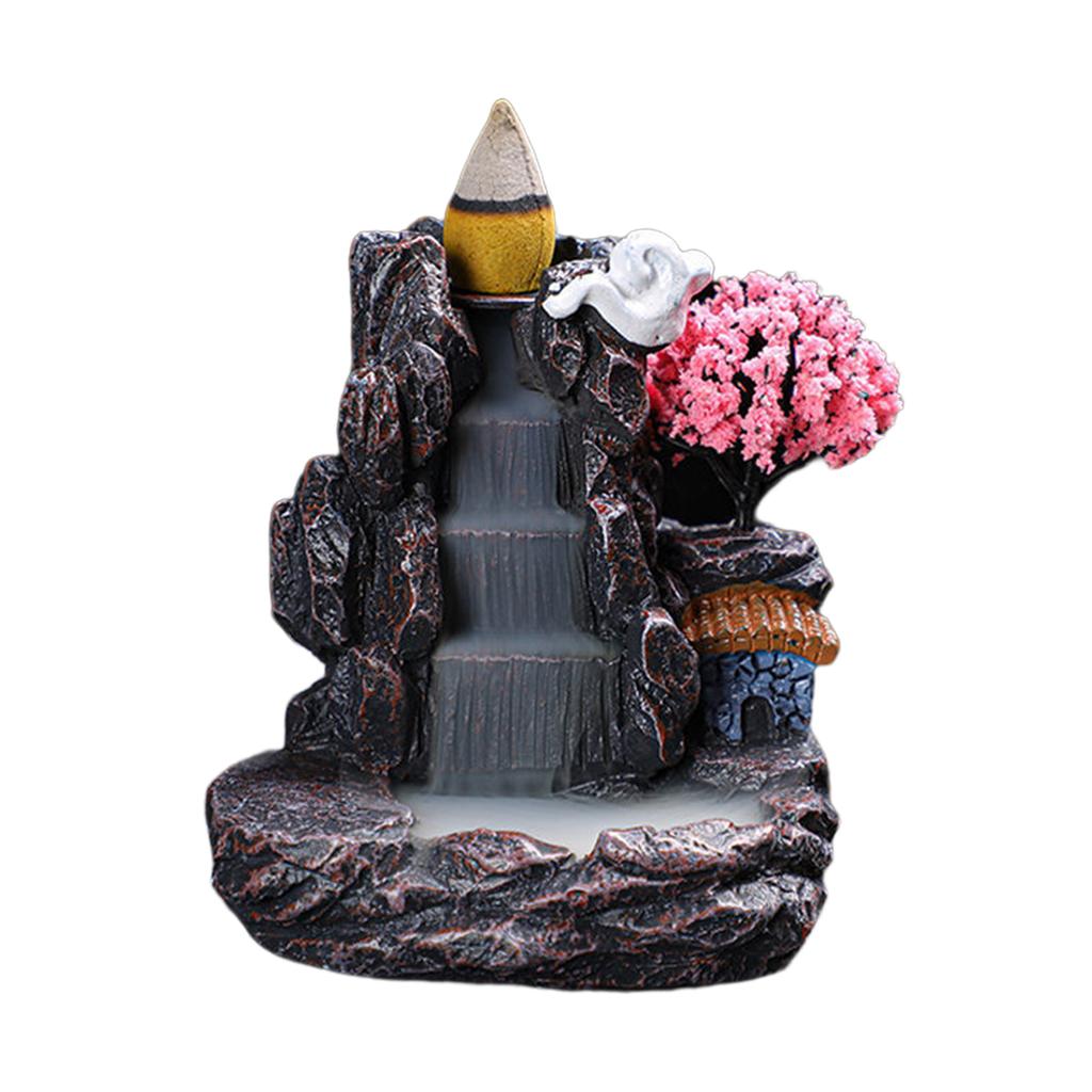 Resin Backflow Incense Home Ornament Mountains River Waterfall Reflux Incense Burners Fountain Backflow Aroma Incense Holder 7