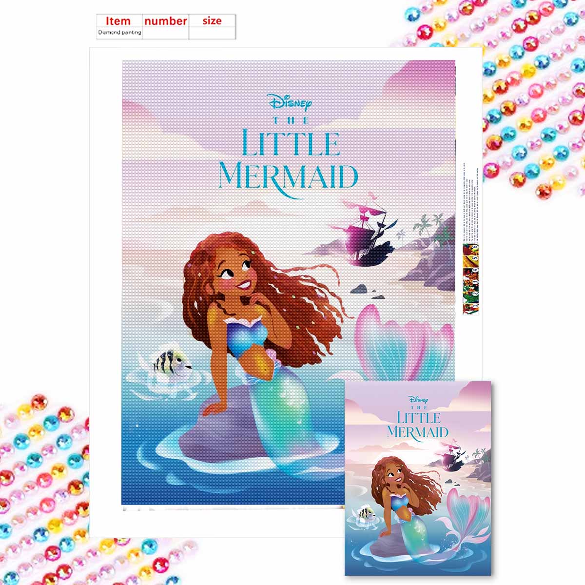 

5D Diy Diamond Painting Mermaids and Ships Full Drill Rhinestones Mosaic Embroidery Handmade Products Home Decor Gift Round 20x30cm