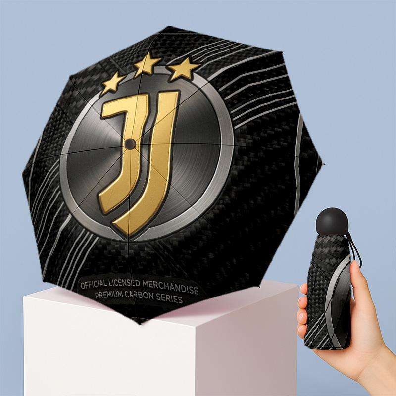 Juventus FC Pattern Printed Mini 5 Folds 8 Ribs Compact Umbrella Windproof Waterproof Lightweight Portable Folding