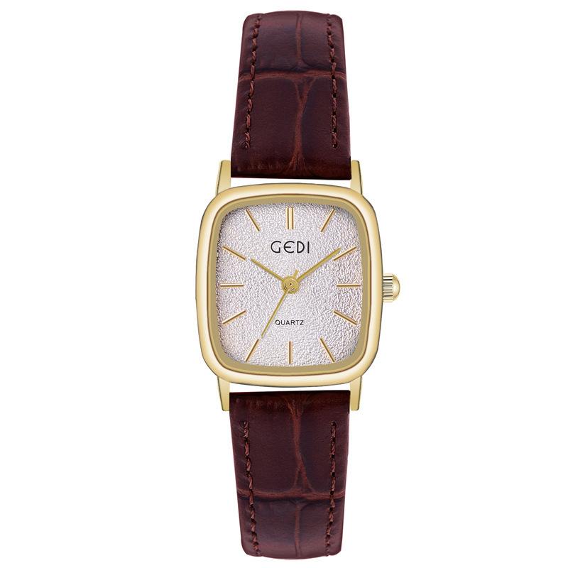 Exquisite, Small, High-Value Women'S Watch, Small Sugar Cube, High-End Quartz Watch, Women'S Retro Leather Watch