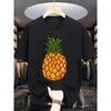 Europäische Größen Herren Freizeit Sommer T-Shirt mit Ananas-Print - Kurzarm, Rundhalsausschnitt, Stilvoll & Bequem für Freizeitkleidung, Sommer T-Shirt
