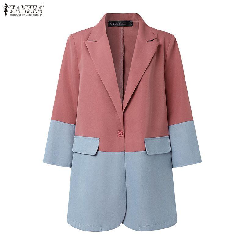 ZANZEA Cárdigan Blazer Casual de Manga Larga con Solapa de Pico para Mujer