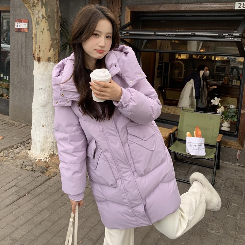 Down jacket women's medium and long 2024 winter new Korean version loose thickened warm bread jacket cotton-padded jacket jacket