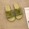 Leather Yellow One-word Drag Women's Summer Wear New Thick-bottomed Seaside Beach Sandals