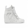 Women's Frosted Leather High-Top Sneakers with Hidden Height-Boosting Sole
