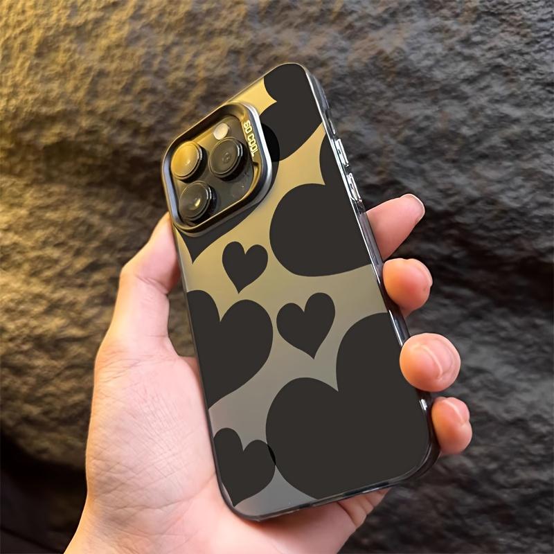 Full screen black heart-shaped mobile phone case suitable for iPhone 17 16 15 14 13 12 11 Pro/ Max/Plus anti-fall and shock