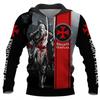 Mens Hooded Sweatshirt With 3D Digital Knight Print Loose Fit Hip Hop Style Fall