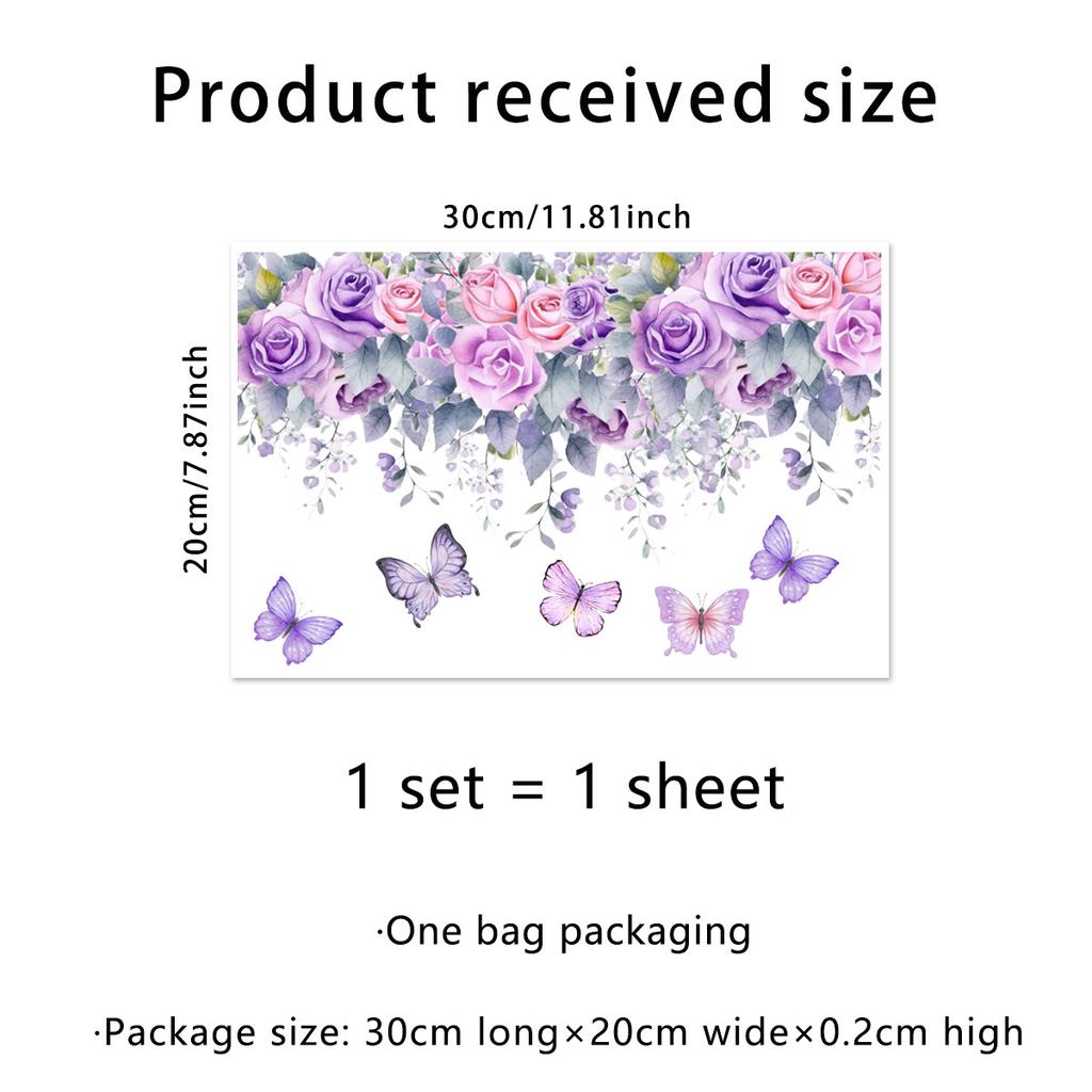 Autocolant de perete cu flori de plante, fluture, decor baie toaletă, dulap de sufragerie, decalcomanii pentru decorarea casei, înfrumusețare autoadeziv Mura