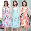 Plus Size Sleeveless Cotton Rayon Dress for Middle-Aged Women