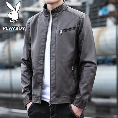 Men's Business Casual Stand-Collar Faux Leather Jacket
