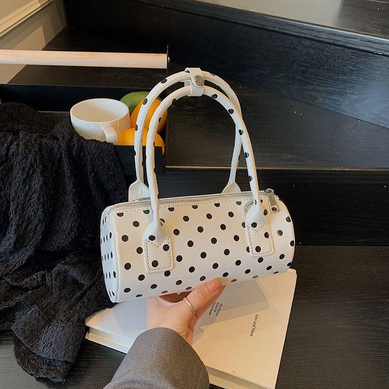

Super Popular Niche Polka Dot Bag Women s 2025 New Exquisite Mini All-Match Messenger Bag Popular Portable Cylinder Bag White without pendant