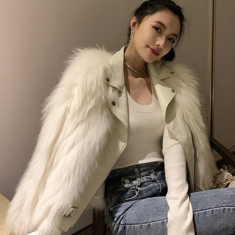 Imitation Fox Fur Jacket Women's Short New Autumn and Winter Imitation Raccoon Fur Locomotive Clothing Light Fashion