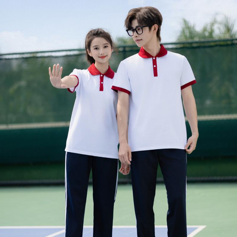 College Style Korean-British Summer School Uniform Set for Boys & Girls - Primary to High School Short Sleeve Sportswear