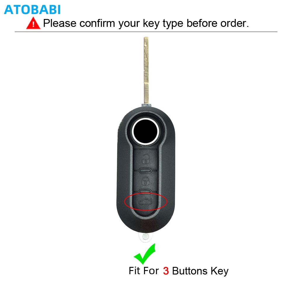 Leather Car Key Case 3 Button Folding Remote Control Protect Cover For Fiat 500 500L 500X Brava Punto Ducato Fiorino Panda Stilo