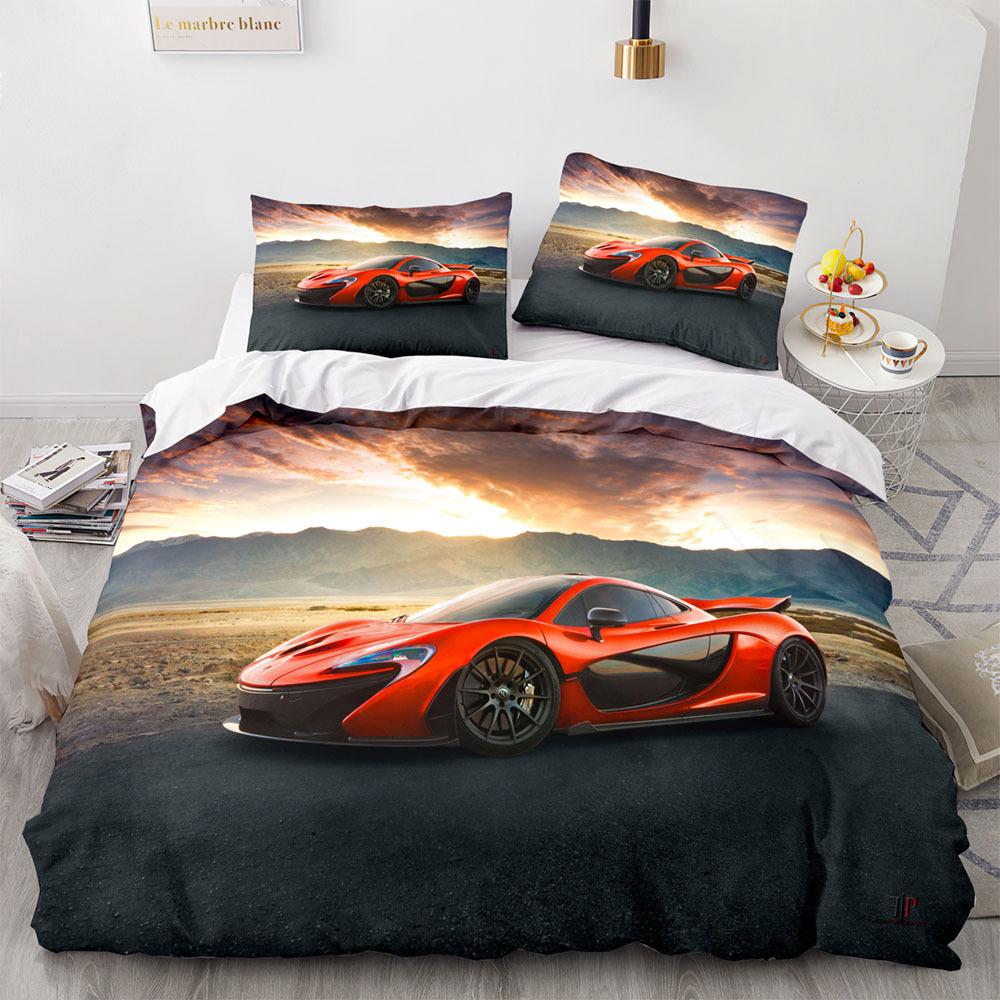 Sports Car Duvet Cover Sets Full Size,3 Piece Race Car Bedding Sets With Pillowcases For Teens Boys 2/3pcs Polyester Quilt Cover