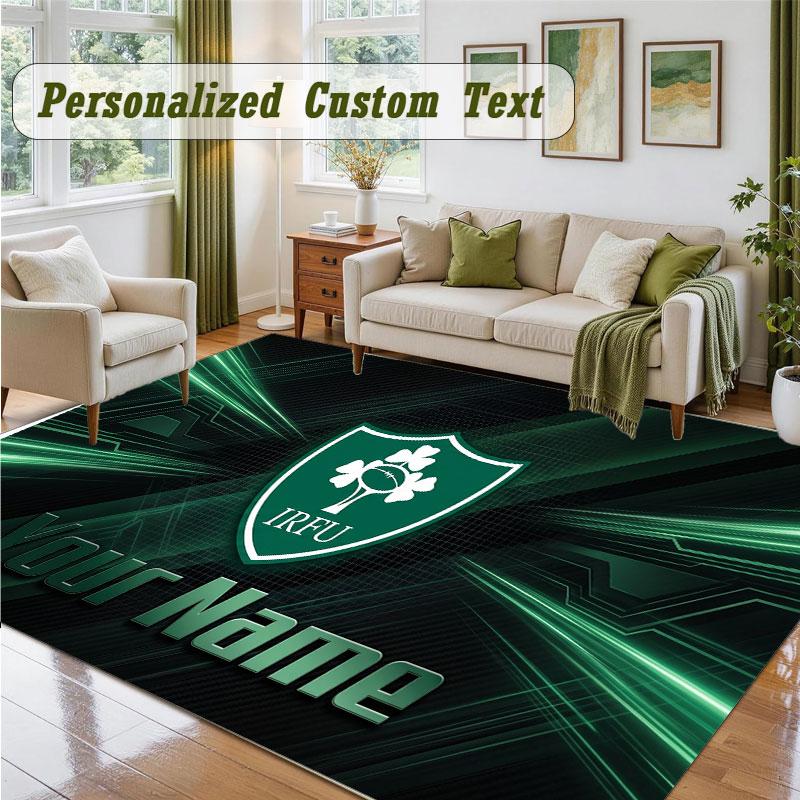 Crystal Velvet Square Rug Custom NameIreland Rugby Pattern Non Slip Home Floor Decor Rug