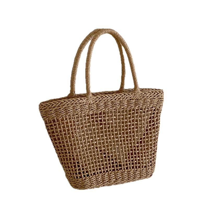 Handmade Women's Handbag Bohemian Hollow Straw Bag Summer Weaving Beach Bags Female Top-handle Tote Fashion Net Bag Mesh Basket