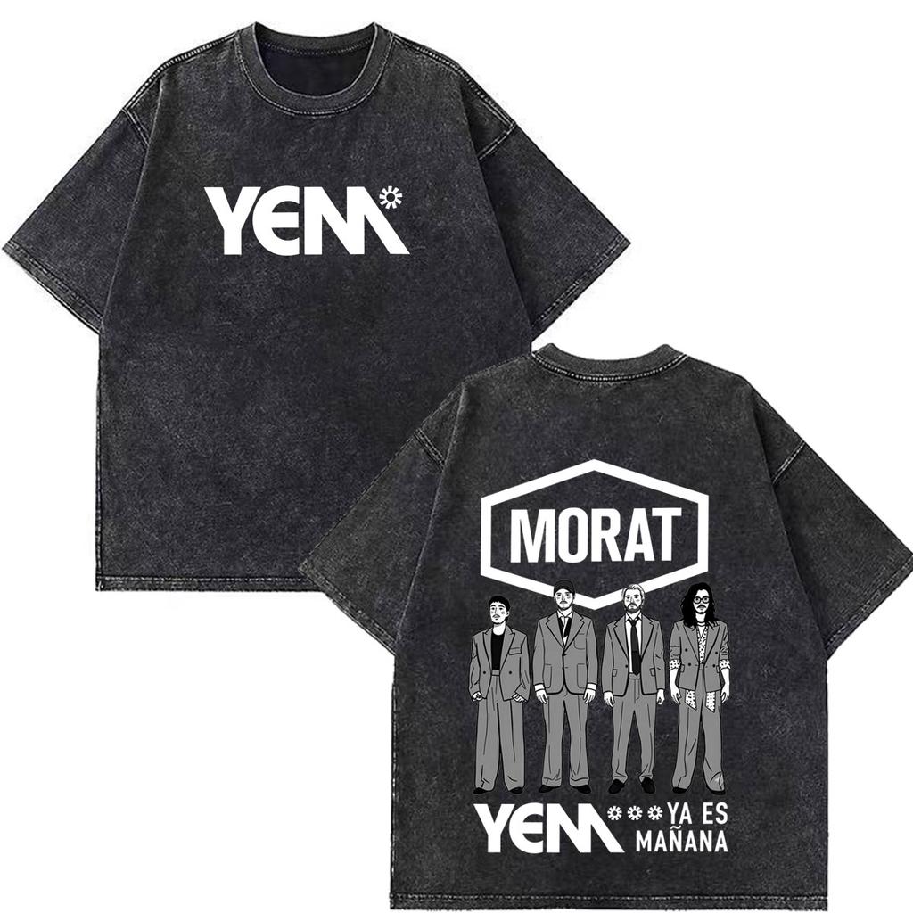 Band Rock Music Morat Tour 2026 Print Vintage Washed T-shirts Men Women Hip Hop T Shirt Loose Cotton Fashion Clothing T-shirts
