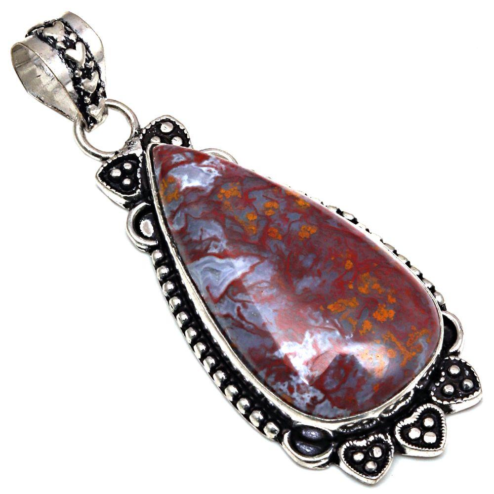 

Подвеска дизайнерская яшма драгоценный камень подарок для нее серебряные украшения 2