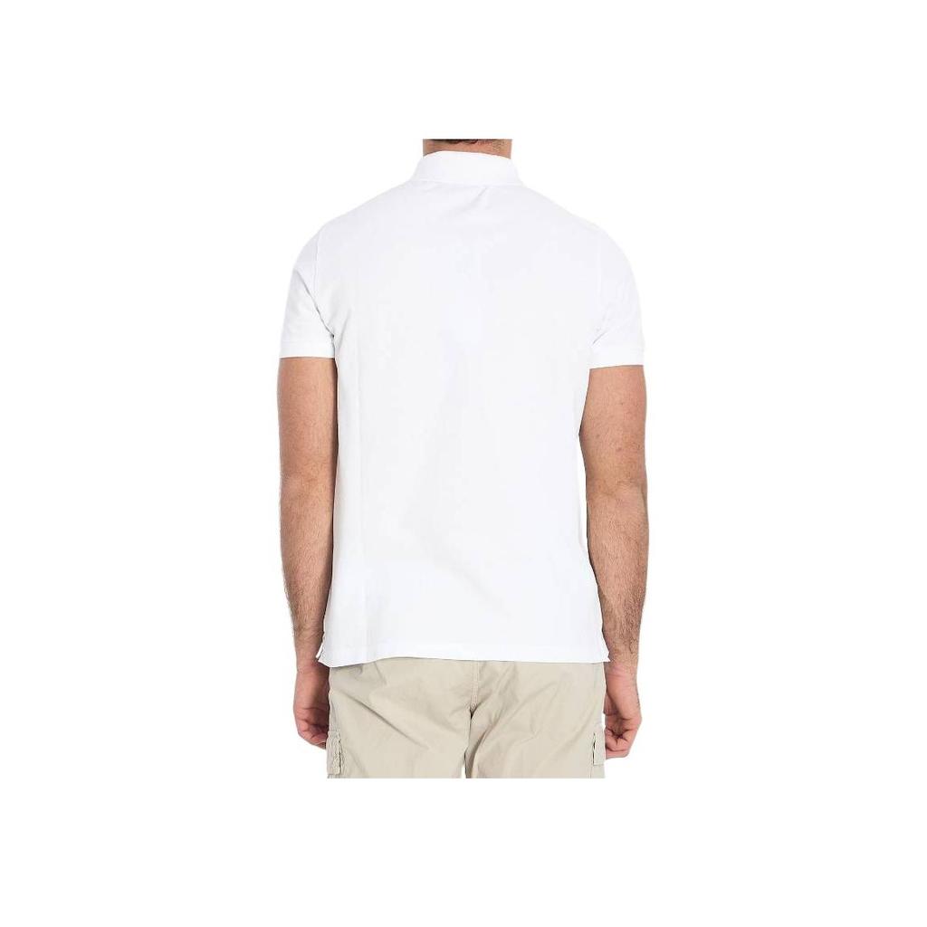 Stone Island Logo Patch Straight Fit Short Sleeve Polo Shirt Men Polo Shirts White K1S1522002-SCS0017-V1001