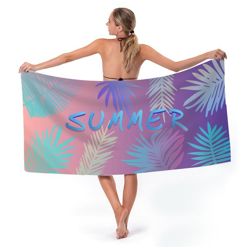 Tropical Hibiscus Flower Printed Beach Towel Quick Dry Polyester Bath Towel Pink Floral Sand Free Pool Towel for Summer Vacation