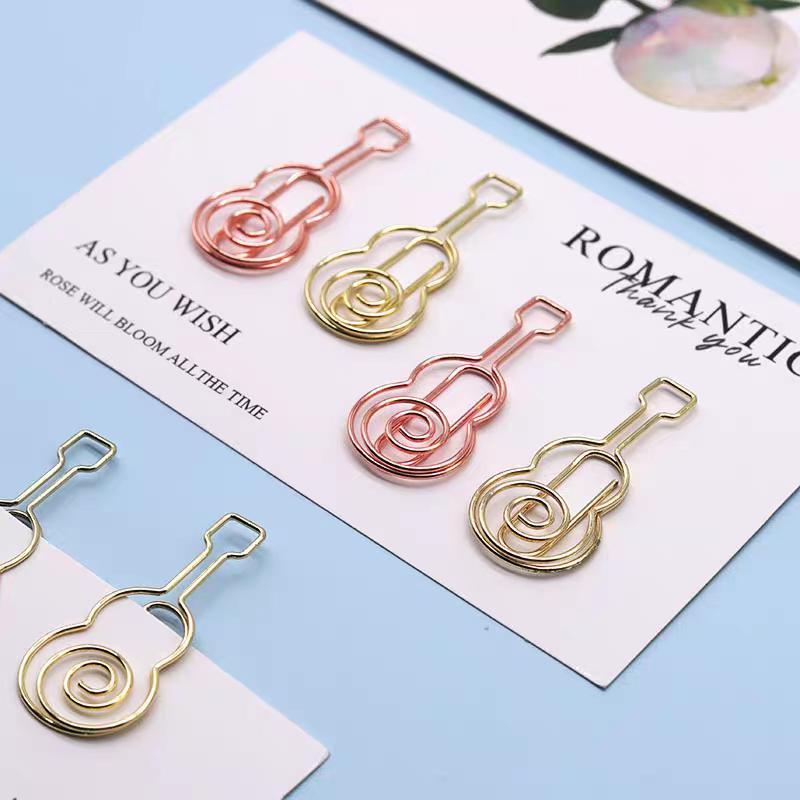 10pcs Music note-shaped paper clips, rose gold paper clips, decorative bookmarks, office stationery, cute clips.